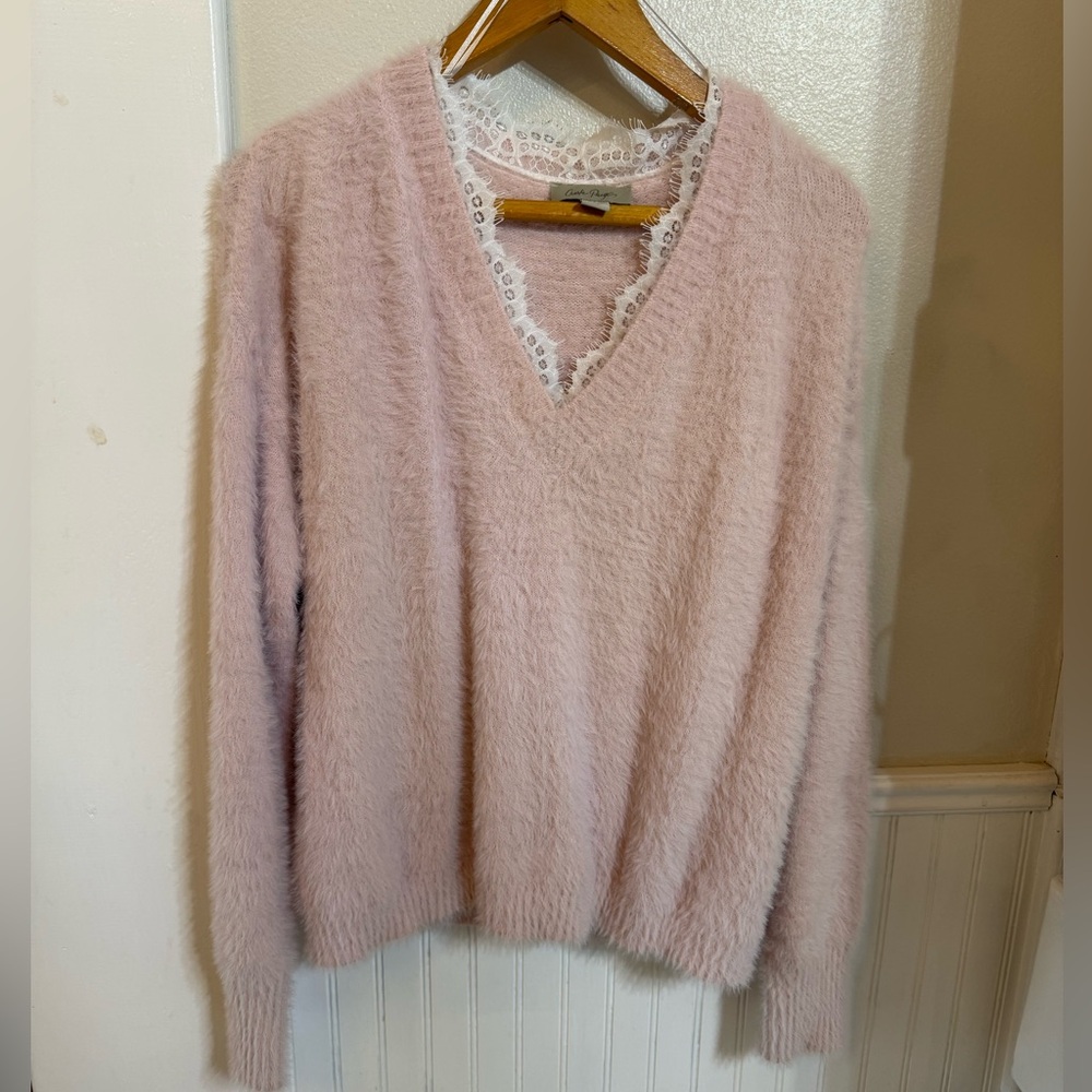 Charlie Paige Super Soft Blush V-Neck Sweater